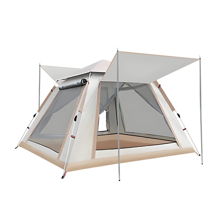 안노억 캠핑텐트 원터치 전자동 가정 34인용 4각 돔 그늘막텐트, 베이지,2.4m56인용