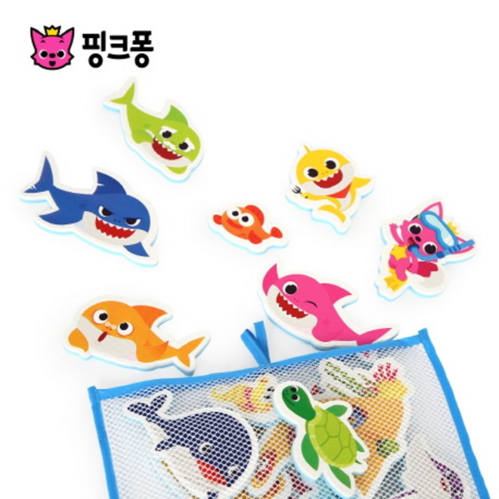 핑크퐁 상어가족 목욕놀이 스티커, 혼합 색상