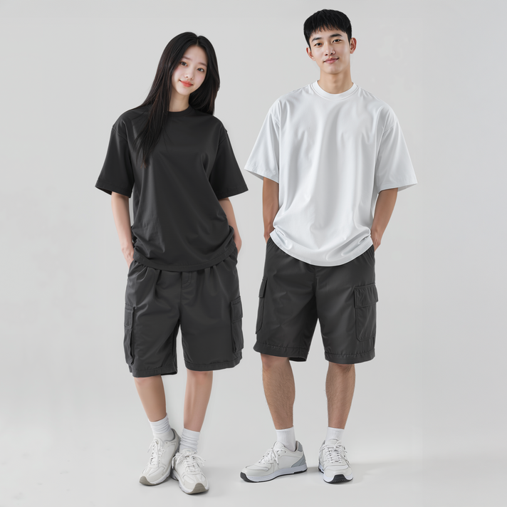 JBRO 남녀공용 16수 오버핏 통기성 비치지않는 남자반팔티