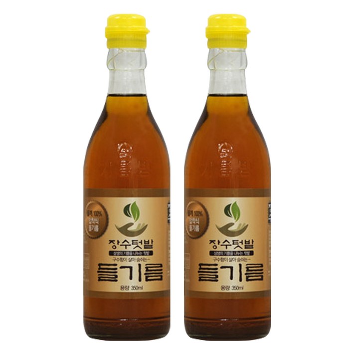 장수텃밭 들기름 세트, 350ml, 2병