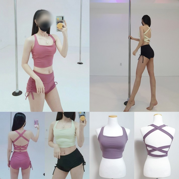 [코튼캔디클라우드] 폴웨어 폴댄스 폴댄스의상 폴댄스옷 폴댄스복 폴복 폴키니 폴쇼츠 스퀘어넥 브라탑