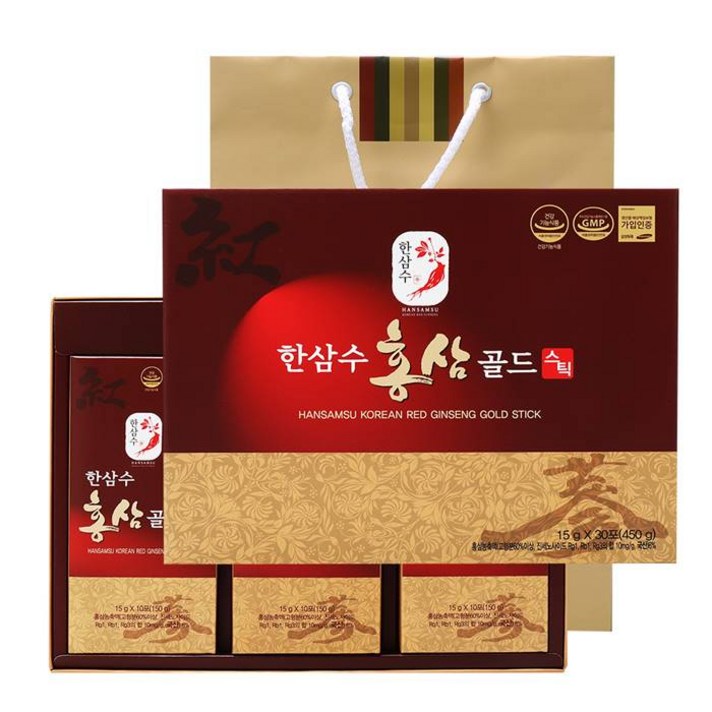 한삼수 홍삼골드스틱 15g x 30포(녹용추출액 함유 진세노사이드의 면역력 강화기능 및 혈액순환 개선 피로회복, 30포