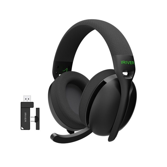 아이리버 초경량 노이즈캔슬링 가상7.1채널 유무선 게이밍 헤드셋 LightFit WGH3 C타입수신기, 블랙, WGH3