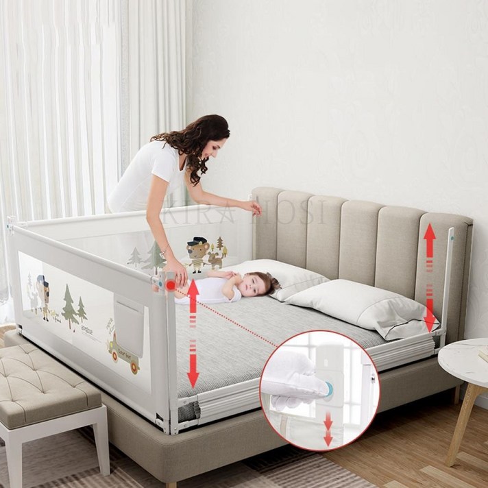 침대가드 침대안전가드 하단놓이조절가능 43호 BFe5ywun kirahosi, 핑크 1.5m