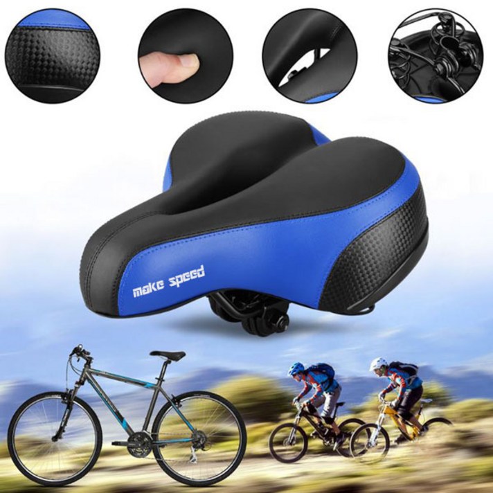 make speed 스프링쿠션 전립선 자전거 안장, 블루