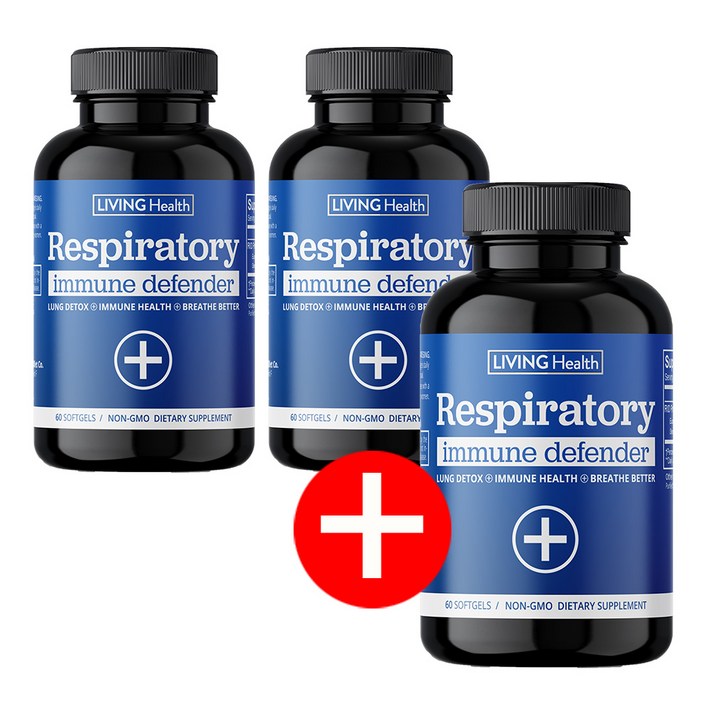 respiratory 호흡기 기관지 복합식품 이뮨 미국 직구 면역력 높이는 강화 영양제 폐건강 면역방어, 3개, 60캡슐