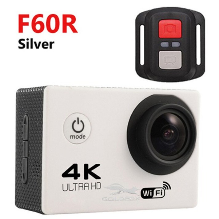 296878 / 울트라 hd 4 k 액션 카메라 f60 f60r 와이파이 야외 스포츠 카메라 30 m 수중 카메라 이동 방수 프로 다이빙 자전거 헬멧 캠, F60R Silver_Option 4