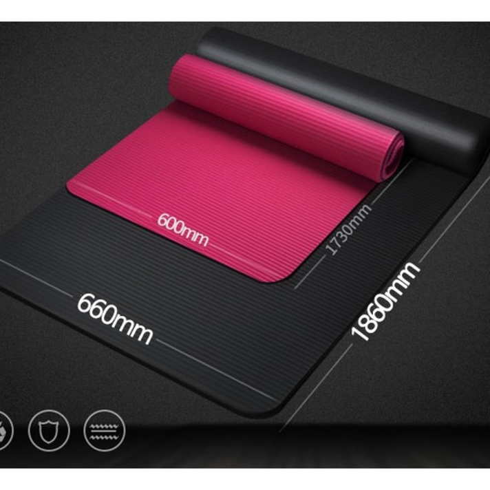 [마마샵]홈트레이닝 남자 대형매트 두꺼운 요가매트 17mm 10mm 운동매트186x66, 블랙