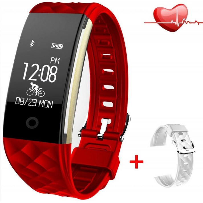 SCI 스마트 팔찌 보수계 심박계 시계 터치 스마트 시계 Bluetooth4.0 [본체 + 화이트 밴드 2 색 세트] 다, 단일상품, 단일상품