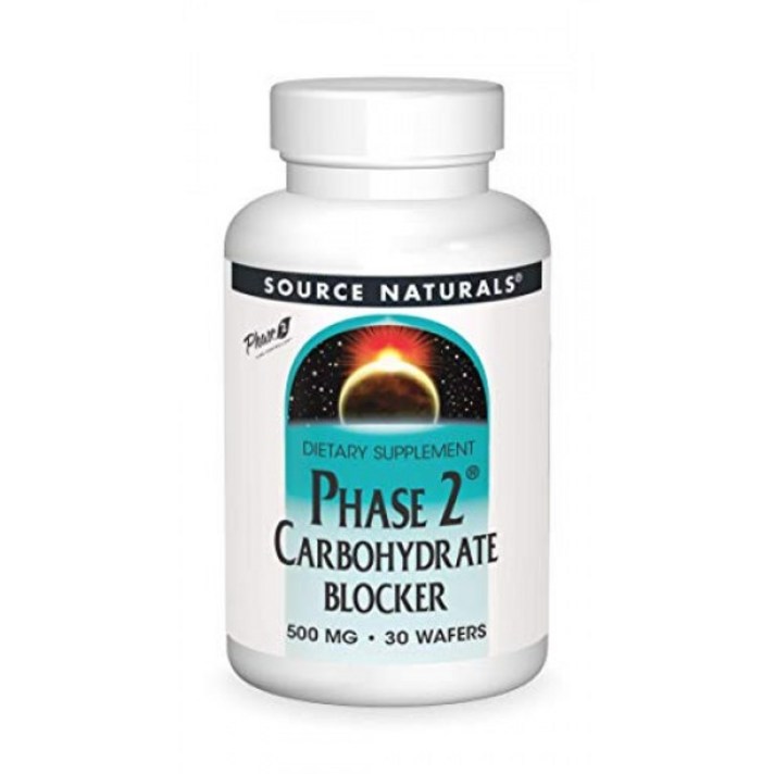 SOURCE NATURALS 2 단계 탄수화물 차단제 500 mg 웨이퍼 30 카운트, 단일상품, 단일상품