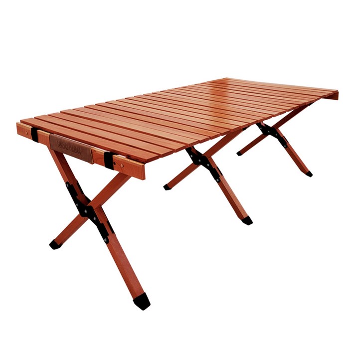 젤코바 캠핑 우드 원목 롤 테이블 다용도 접이식 폴딩 휴대용 차박, 120CM(체리 브라운)