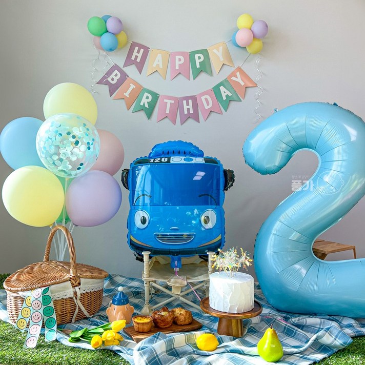 타요 생일풍선 두돌생일상 생일파티세트