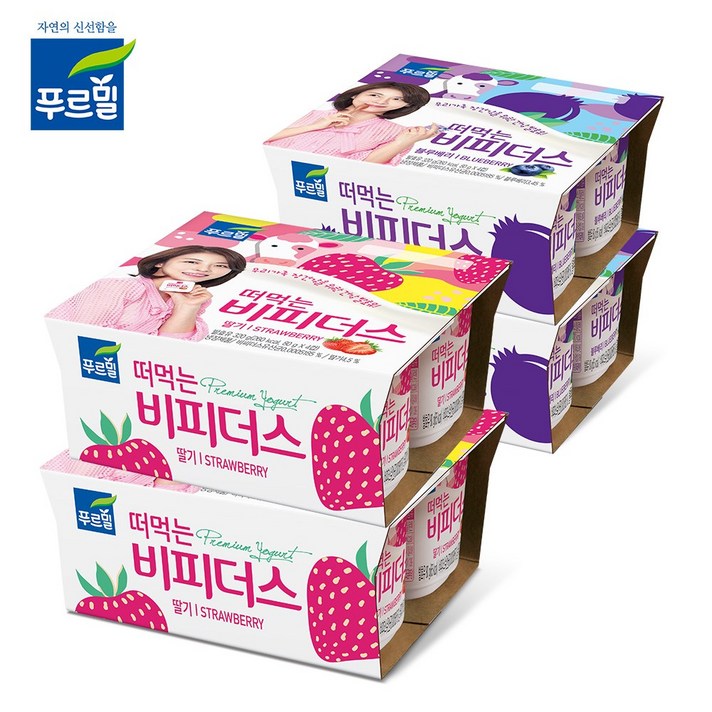 푸르밀 떠먹는 비피더스 딸기80g*8개+블루베리80g*8개, 16개