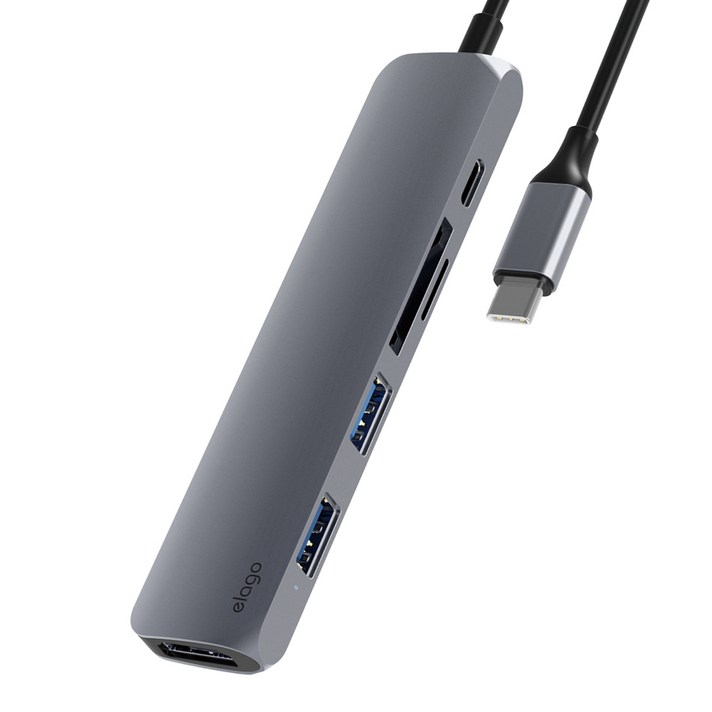 엘라고 [엘라고] 6IN1 카드리더 HDMI USB-C타입 멀티허브 USB허브, 단품