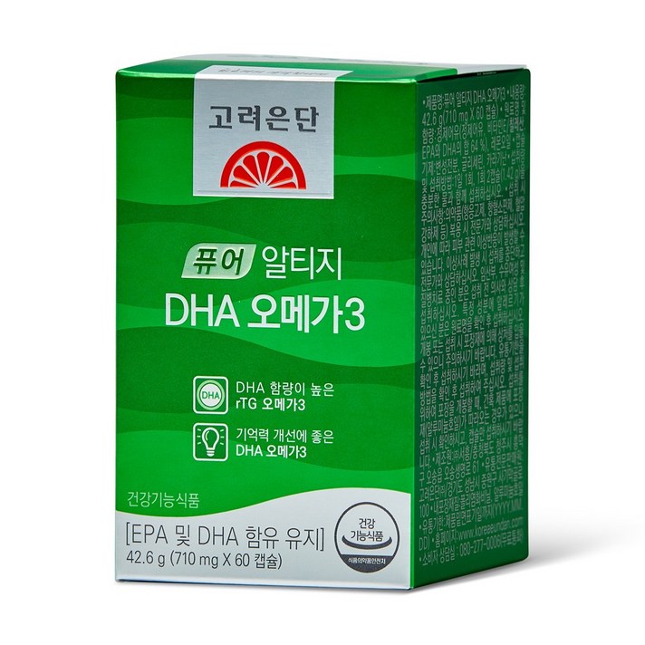 고려은단 퓨어 알티지 DHA 오메가3 42.6g (710mg x 60캡슐), 60캡슐, 1개