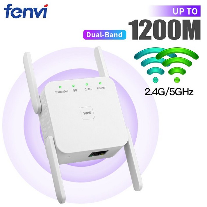 Fenvi 듀얼 밴드 5G 무선 와이파이 리피터 1200M 라우터 와이파이 부스터 300Mbps 네트워크 Wlan 익스텐더 신호 증폭기 액세스 포인트|모뎀, 1개, 1200M US Plug, 단일