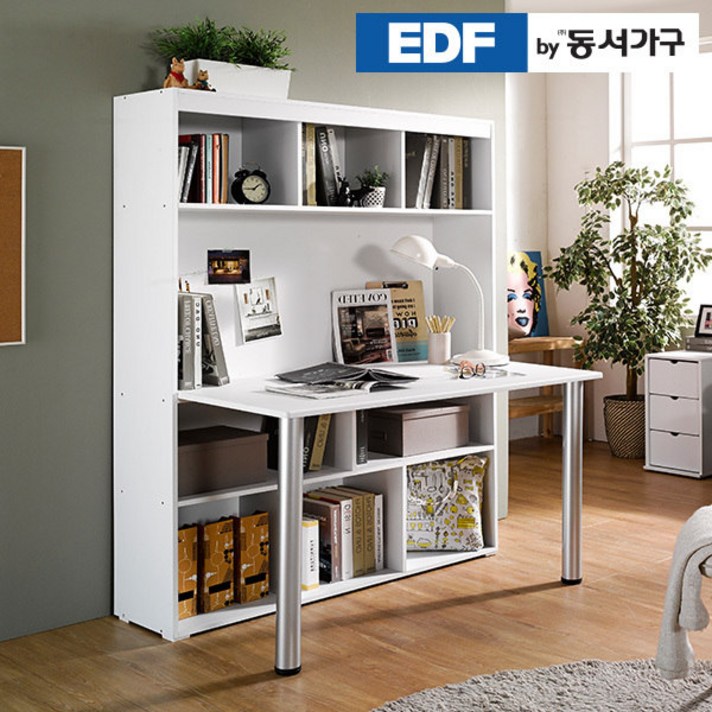 [동서가구] 올리브 1230 전면 책상 책장 세트 DF636004, 색상:화이트