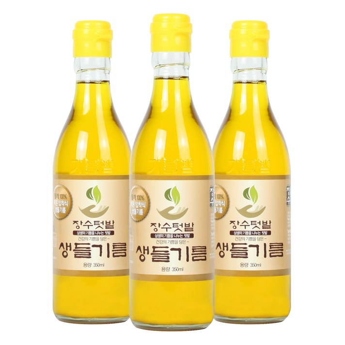 장수텃밭 아침에 한숟갈 건강 생들기름 350ml, 3개