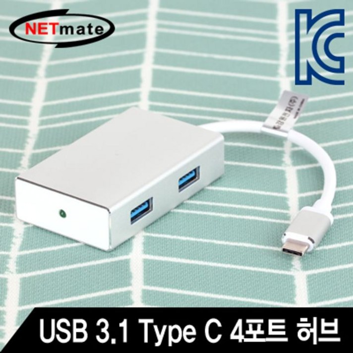 223 으뜸마켓 / NETmate NM-CH304 USB3.1 Type C 4포트 무전원 허브 usb31허브 usb멀티포트 usbc타입멀티허브 USB허브, 단일 색상