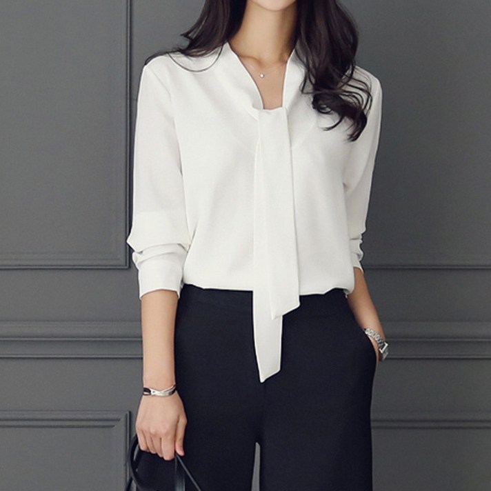 헤이슈 스카프 리본 화이트 블라우스9956