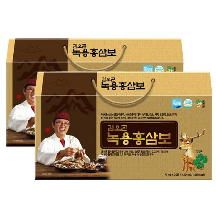 김오곤 녹용홍삼보 국내산 6년근 홍삼 + 천삼침향단10환 구, 2개월(60포)+침향단10환
