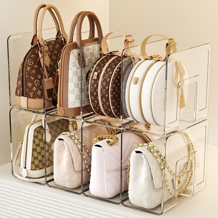 블루미르 총총 아크릴 투명 가방 정리함 핸드백 보관함, 2개, 4칸