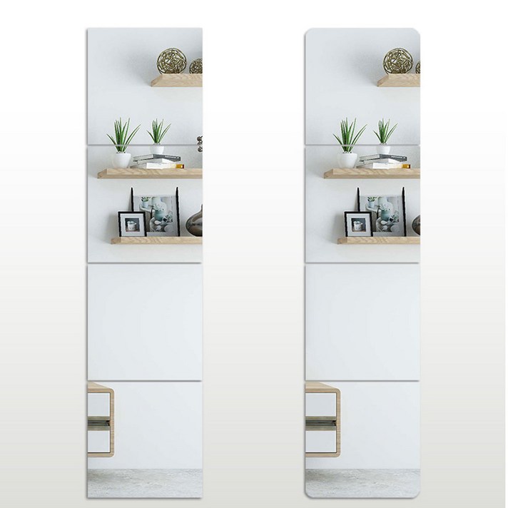 흥부몰 DIY거울 전신거울 나만의거울 붙이는거울 벽걸이거울 거울, 36*36cm(한세트4장+양면테이프+본드)