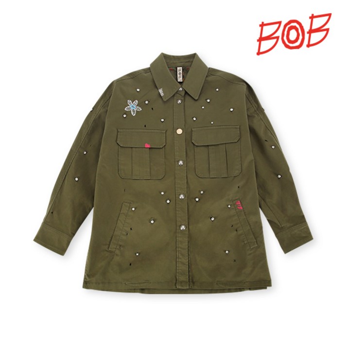 비오비 BOB 여성 큐빅 야상 셔츠스타일 점퍼 - WBM2JP510_KH