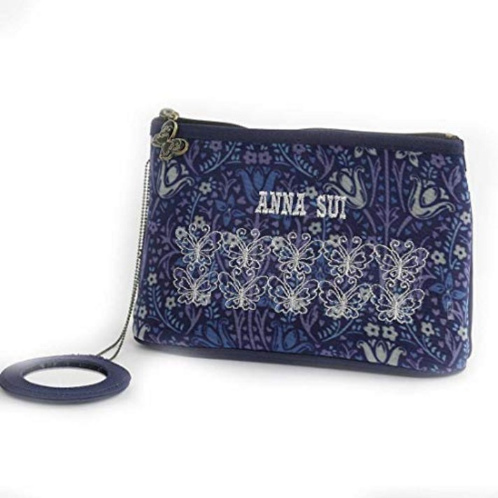 [ANNA SUI] (거울 포함) 천국 지퍼 파우치 0201 네이비 화장품 가방 지갑 [안나수이 ANNA SUI] 109260-0201