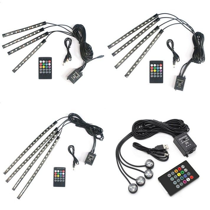 비상 자동차 풋등 USB타입 LED바 차량용 엠비언트 라이트 무드등 소리반응, 36구 LED바