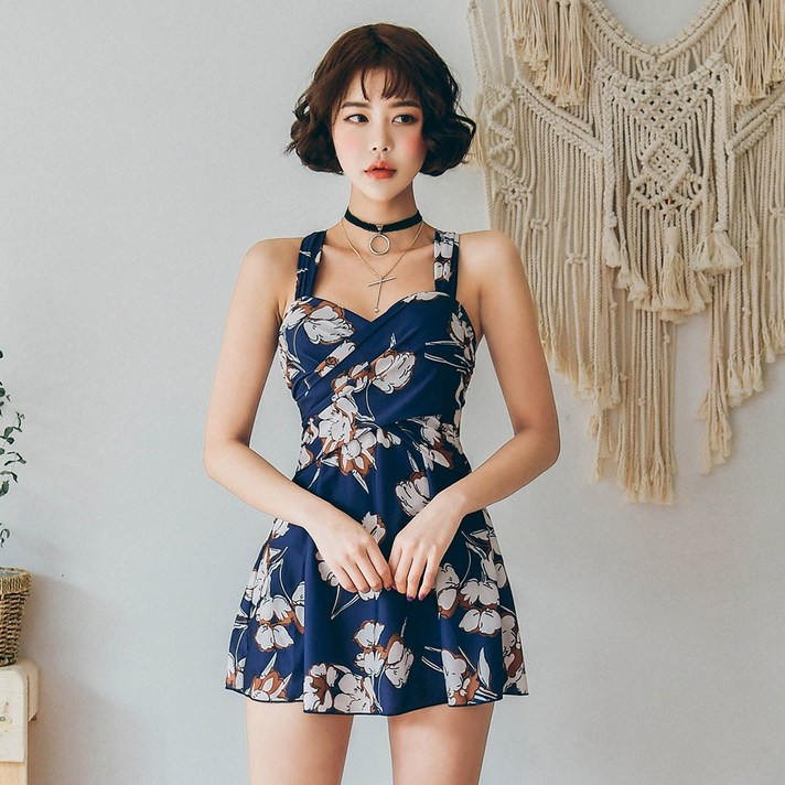 헤링본 원피스 치마 수영복 홀터넥 비키니 휴양지 바캉스룩 비치웨어 C478, CX478 플루티
