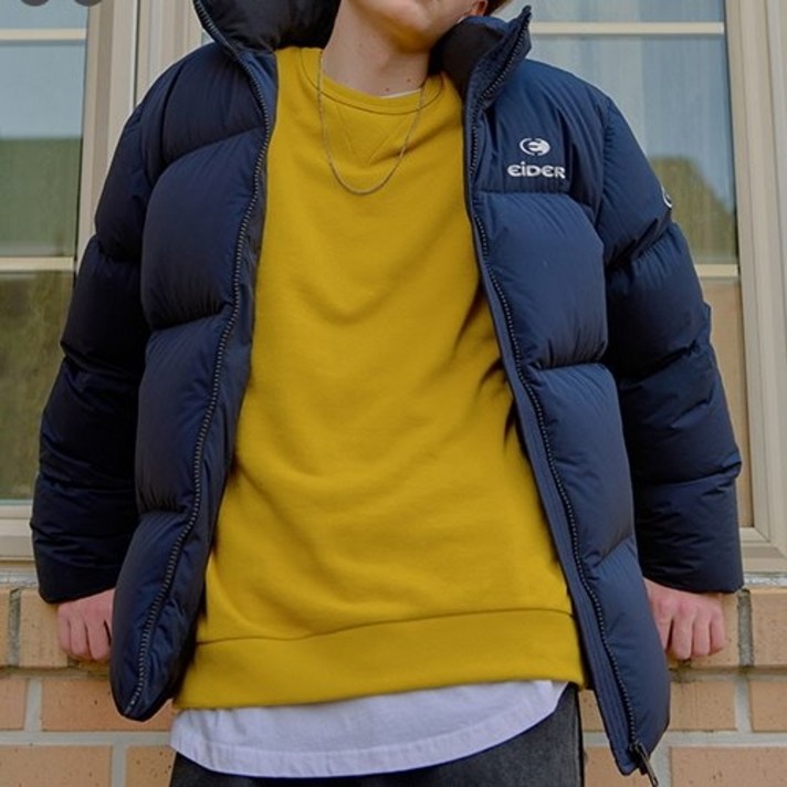 아이더 퀄팅형 (오버핏) 남녀공용 헬리오 구스 숏다운 네이비 NAVY 등산 다운패딩
