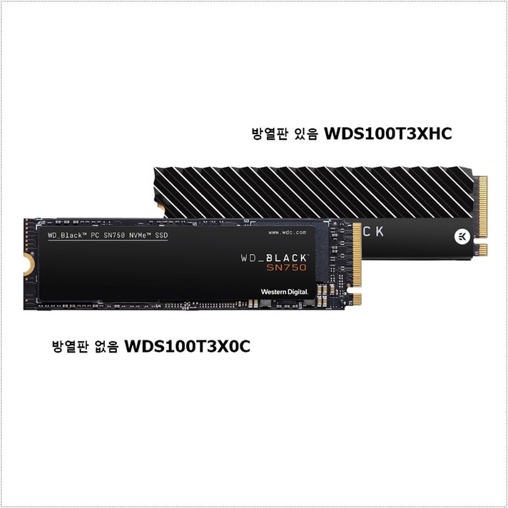 웨스턴디지털 블랙 SN750 NVMe M.2 2280 1TB, WDS100T3X0C