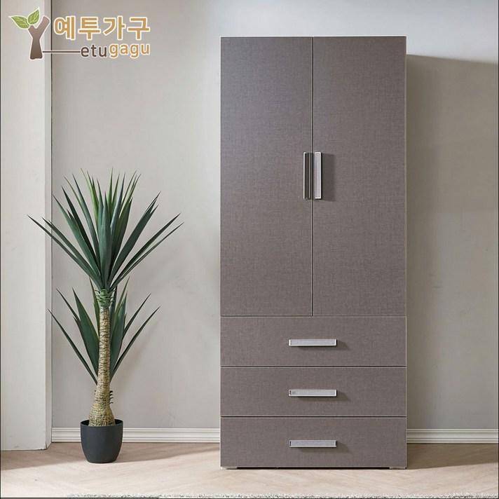 예투가구 참 싱글장 싱글옷장(3단 서랍장) 긴옷장, 그레이