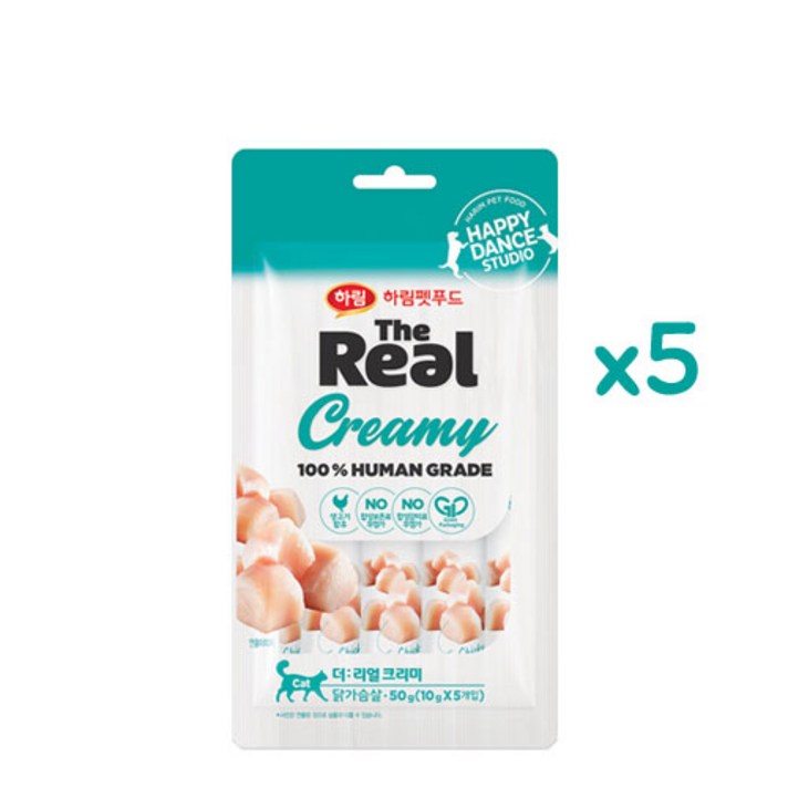 하림펫푸드 더리얼 크리미 고양이츄르 3종 50g x 5개 고양이 간식, 1개, 닭가슴살