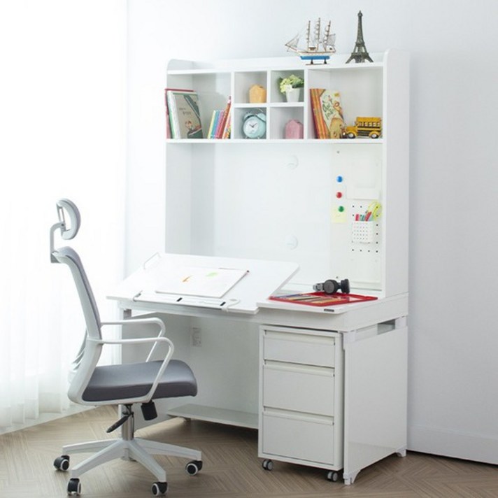 [단일] 에보니아 스티브 각도조절 편수책상, 화이트