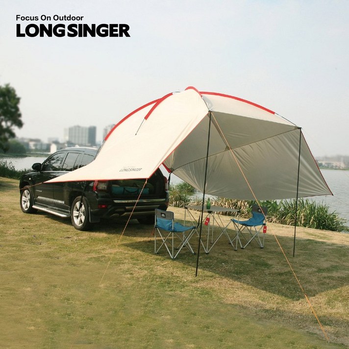 longsinger SUV차박토킹 차박타프 꼬리텐트 날개형 야외캠핑, 흰색