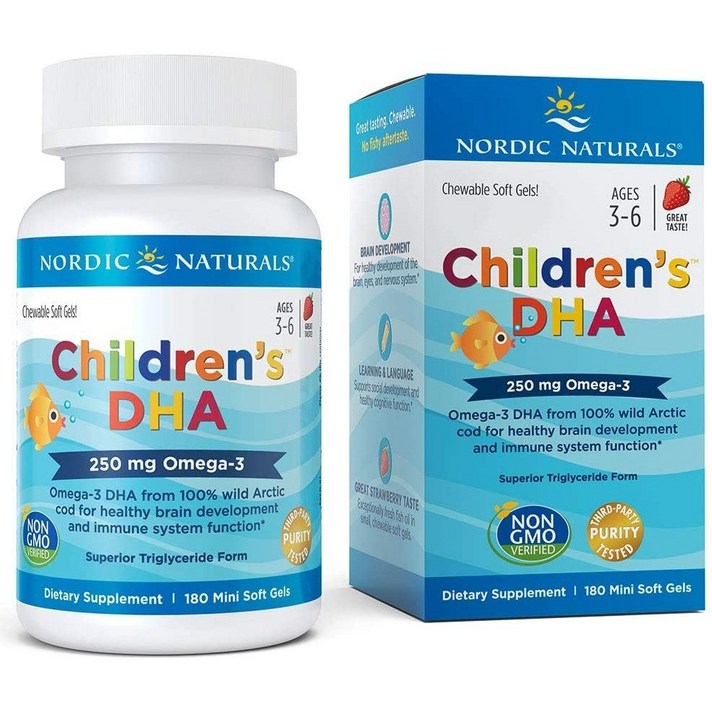 노르딕내츄럴스 어린이 DHA 250mg 오메가-3 소프트젤 스트로베리, 180개입, 1개