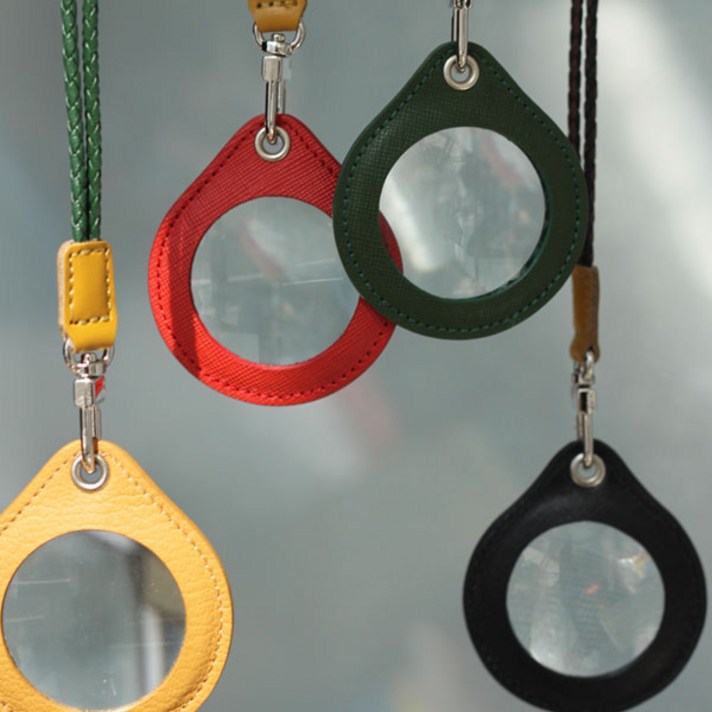 유몰 돋보기목걸이 안경 패션 휴대용 한혜연 가죽 빈티지 예쁜 가정의달 효도 특별한 할아버지할머니선물, 1개, 그린