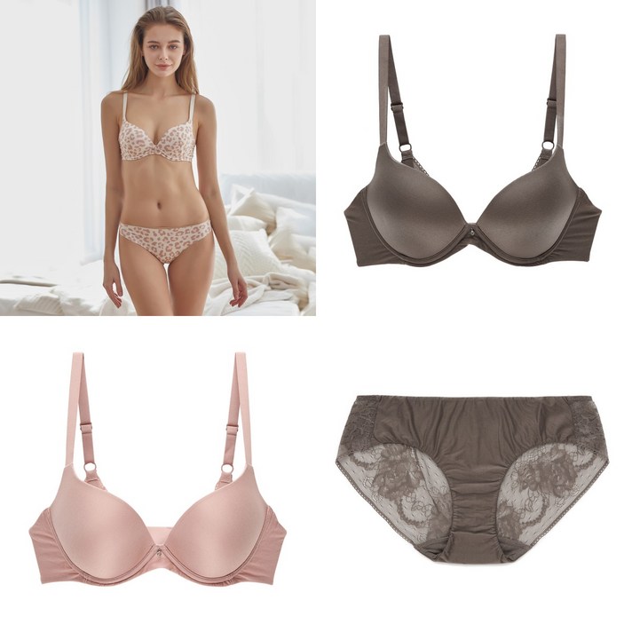 에블린 50%세일! 20SS 노와이어 볼륨 브라+레이스 사각팬티 세트 (3색상) EBBRA1101S