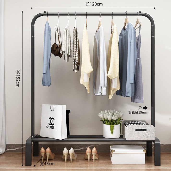 철제 수납 랙 행거 스탠드 옷걸이 사무실 옷가게 스탠딩, 120cm- 블랙 업그레이드