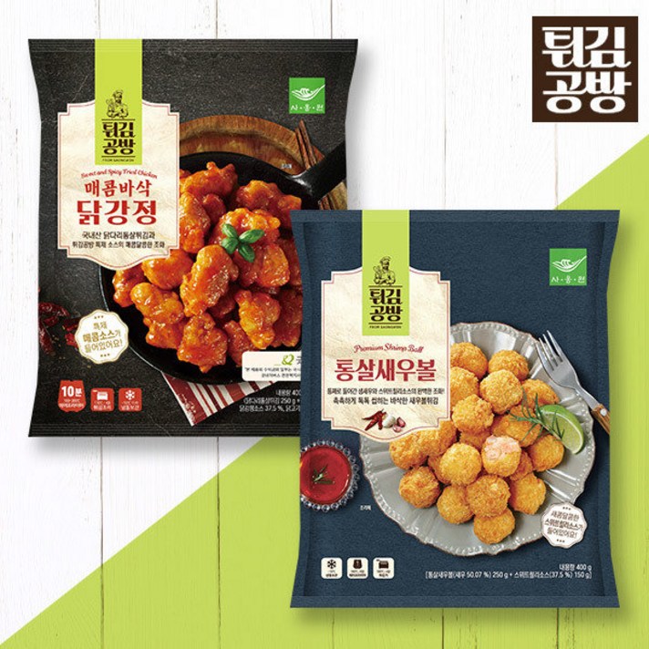 [사옹원] 튀김공방 매콤바삭닭강정 400g+통살 새우볼 400g, 상세 설명 참조