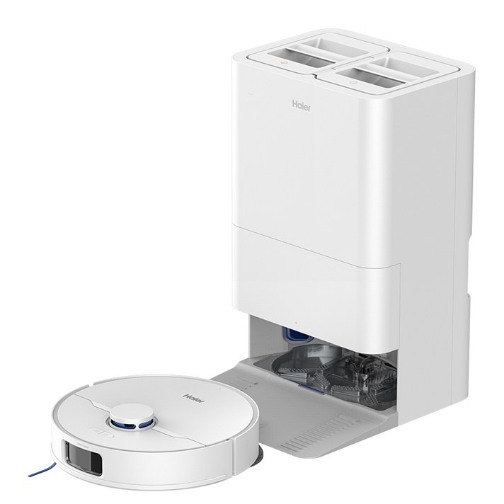 하이얼 로봇청소기 V30 8000Pa 흡입걸레 LDS 네비게이션 자동먼지비움 55도 열풍건조 스마트 앱 제어, 화이트, V30