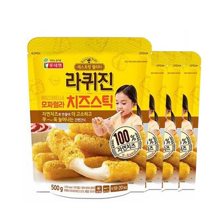 롯데 라퀴진 모짜렐라 치즈스틱500g, 4개