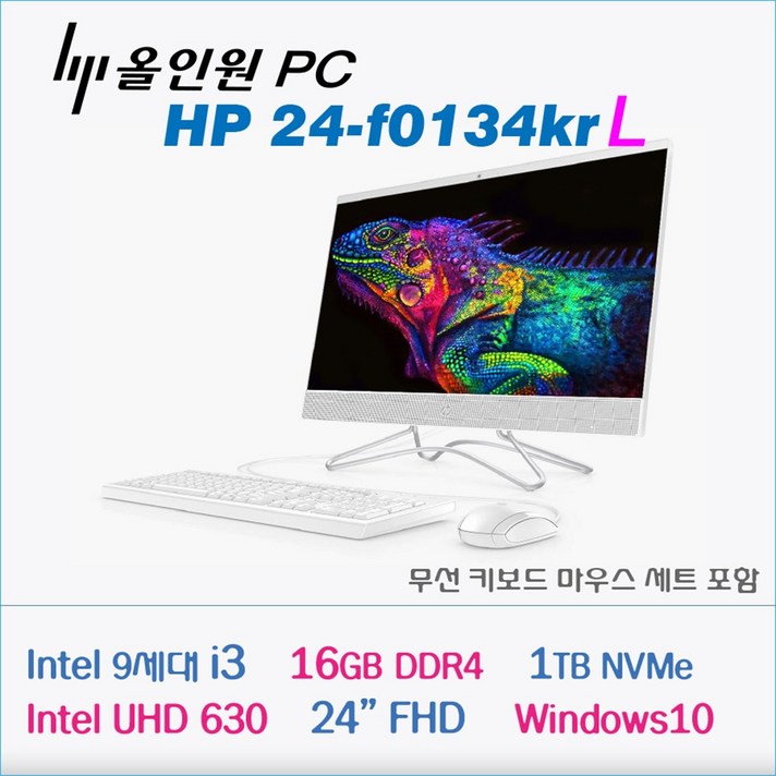 HP 24f0134kr 올인원PC (윈도우10+무선마우스+키보드), RAM 16G+SSD 1TB, L형