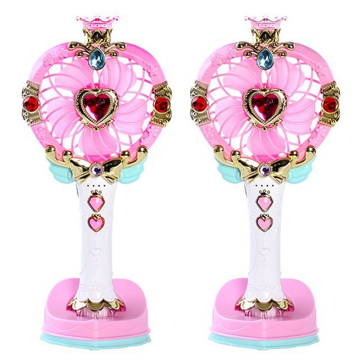 시크릿쥬쥬 휴대용 미니선풍기 어린이 유아 예쁜 공주 요술봉장난감 선풍기, 연핑크, 1개