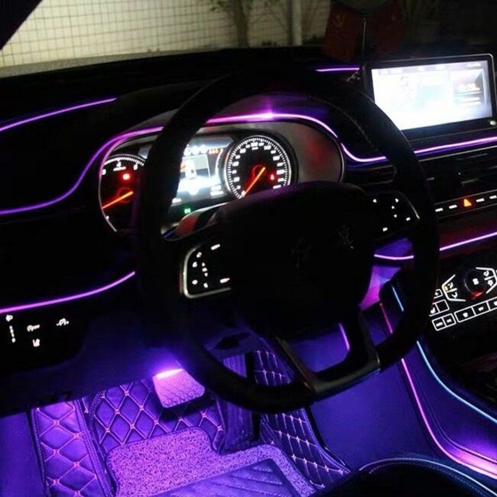 NEW 앰비언트 무드등 신형 EL와이어 광섬유 실내등 LED 무소음, 퍼플2M세트