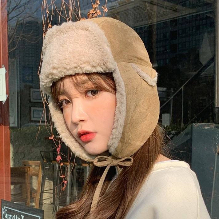 동대문모자 겨울 스웨이드 양털 방한 귀달이모자