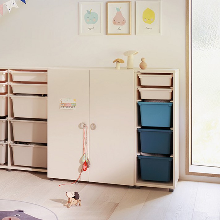 [일룸] 에디키즈 1150폭 수납형 옷장, 아이보리+아이보리+그레이(IVVGY)