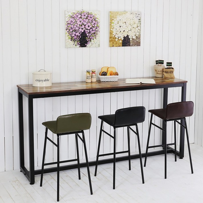 THEJOA [더조아] 홈바테이블 높은테이블 카페 인테리어 아일랜드식탁 홈바테이블 콘솔, 1800 빈티지브라운